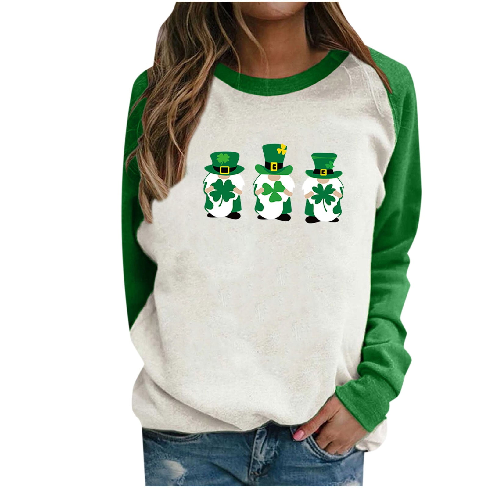 Cute Green Tops Women's Color Block Shirts Graphic Print Funny Holiday  Pullover St Patricks Day T-Shirt - Walmart.com