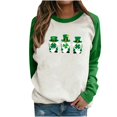 thumbnail image 1 of Camiseta de manga larga con cuello redondo para mujer, informal, con estampado de costuras Pompotops  gfhjh20187, 1 of 4