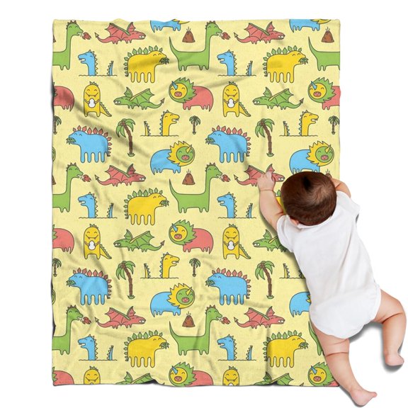 Colorful Cartoon Dinosaurs Blanket,Comfortable Soft Lamb Wool Throw Blanket,All Season,Warm Lightweight Blankets for Sofa Bed Couch Living Room Chair,30"x40"