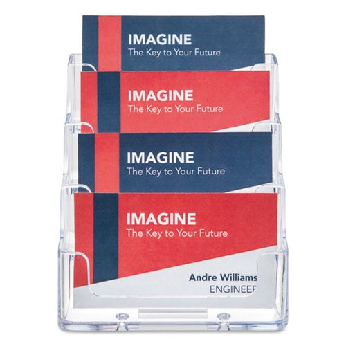4-Pocket Business Card Holder, Holds 200 Cards, 3.94 X 3.5 X 3.75, Plastic, Clear | Bundle of 2 Each