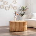 thumbnail image 4 of 31.5" Retro Fashion Style Cylindrical Coffee Table with Vertical Texture Relief Design,Suitable for Living Room,Office,and Dining Room, 4 of 14