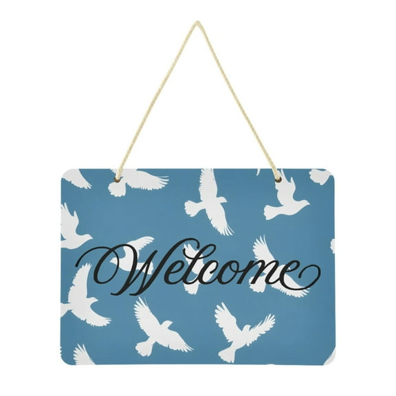 Pigeon Silhouette Welcome Sign Front Door PVC 14x10 inch Hanger Hello Sign Farmhouse Wall Porch Home Outside Decor
