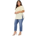 thumbnail image 3 of DARING DIVA Women's Plus Crew Neck Top 1X Beige, 3 of 6