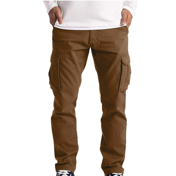 Aqestyerly Men Pants Clearance Fashion Cargo Men'S Casual Solid Loose Sport Pockets Long Pants Trousers