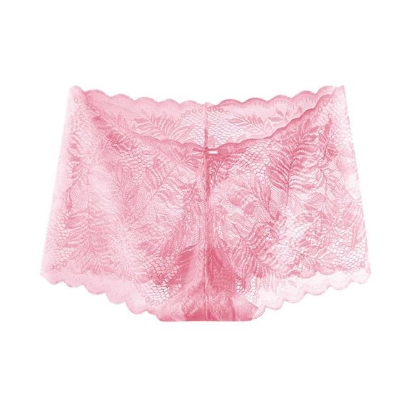 Voncos Women’s Pink Feminine Lace Boyshorts - Soft Stretch Scalloped Edge Underwear, Comfortable Non-Restrictive Lingerie (S-XL),Size XL
