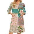 thumbnail image 2 of Zipper Robes for Women Lightweight Loose Fit Summer Housecoats for Women Zipper Front 3/4 Length Sleeve Knee Length Vintage Floral Print Casual Pajama Sleepwear with Pockets Army Green XXL, 2 of 7