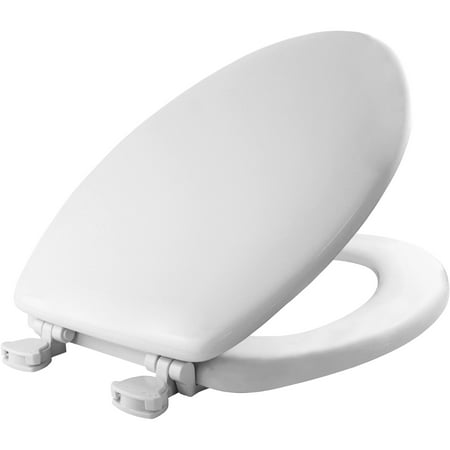 MAYFAIR Elongated Enameled Wood Toilet Seat in White with Easy•Clean & Change®