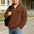 thumbnail image 5 of Kezqiaxn Teen Clothes for Boys Stand Collar Quarter Zip Sweatshirt Classic Waffle Pullover Tops Fall Fashion Size 3-14, 5 of 8