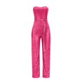 thumbnail image 5 of HJYCHN Elegant Women's Sleeveless Strapless Sequined Jumpsuit for Evening Party and with Comfortable Stretch Fit and Fashionable Design Hot Pink XL, 5 of 6