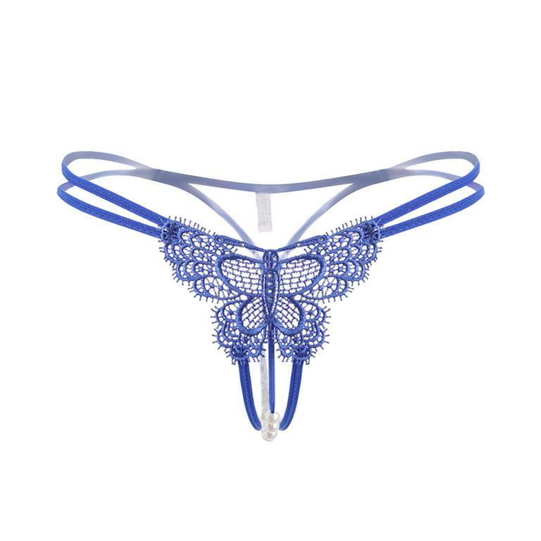 Womens T Back Hollow Out Cheeky Underwear Lace String Soft Panties Eversoft  See Through Tangas Breathable Butterfly Blue : : Clothing, Shoes &  Accessories