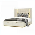 thumbnail image 3 of Bedroom Set, Modern 4-Piece Queen Beige Wood with Ambient Lighting & Storage | Wood | Standard Beds, 3 of 15