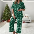 thumbnail image 2 of UngA Womens Silk Christmas Pajamas Set Satin Button Down Christmas Tree Pajamas Classic Soft Women Christmas Pajamas,Size XXL, 2 of 5