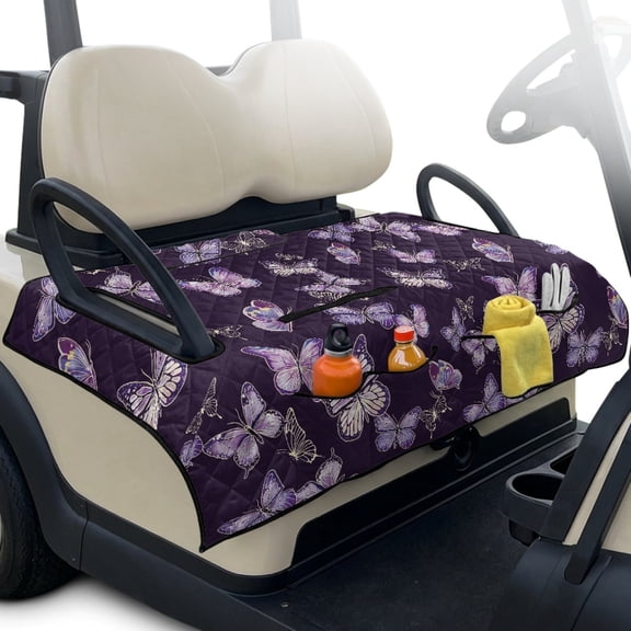 Pzuqiu Golf Cart Seat Covers Washable Foldable, Compatible with Golf Club Two Passenger Seat Golf Cart Quilted Golf Cart Seat Covers(Butterfly Pattern)