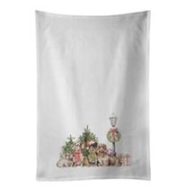 Dachshund Family with Christmas Wonderland White Kitchen Towel Set of 2 19 in x 28 in