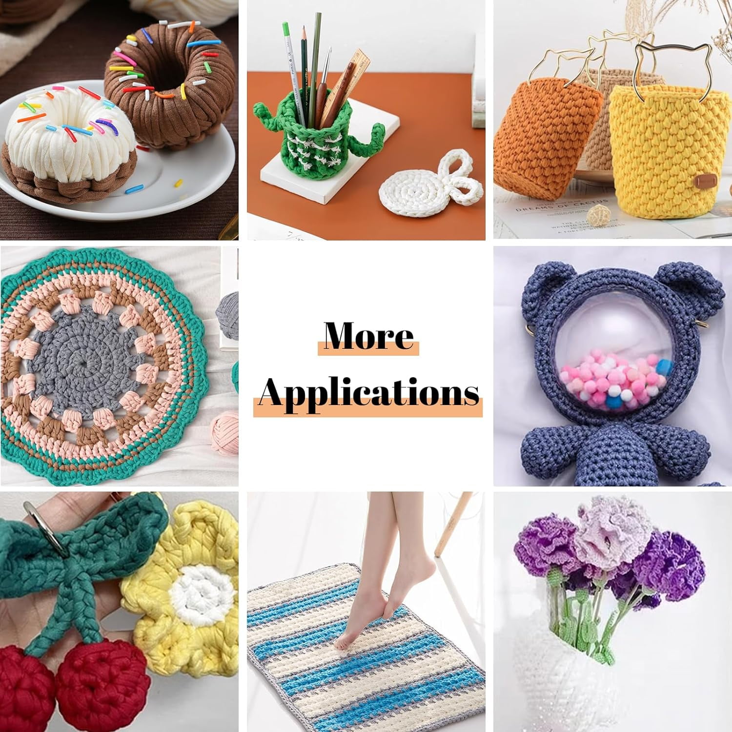 QIUYI T-Shirt Yarn, 400g/131 Yards Elastic Fabric Crochet Cloth T Shirt Yarn, Thick Hand Knitting Yarn for Crocheting Bags/Baskets/Rugs, Home Decor, Crafts (Black)