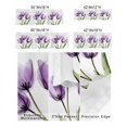 thumbnail image 5 of Kitchen Valances for Window, Blossom Purple Tulip Flower Light Filtering Rod Pocket Valance Curtain, Spring Floral Leaves on White &nbsp;Short Curtains Window Topper for Bedroom Living Room 54x18in, 5 of 7