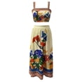 thumbnail image 4 of Unir Women’S Vibrant Tropical Print 2-Piece Matching Set, Sleeveless Square Neck Crop Top With High Waist Flowy Maxi Skirt, Smooth Lightweight Polyester Fabric, 2pcs, Sizes S To XXL, 4 of 4