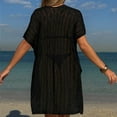 thumbnail image 5 of BLTIBY Women Beach Dress Swimsuit Crochet Swim V Neck Cover Up Summer Bathing Suit Swimwear Knit Short Sleeve Pullover 2025 Black Free Size, 5 of 5