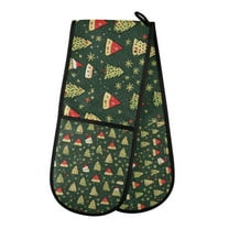 Yayeee Double Oven Mitt Kitchen Heat Resistant Baking 35" x7" Quilted Glove, Christmas Tree
