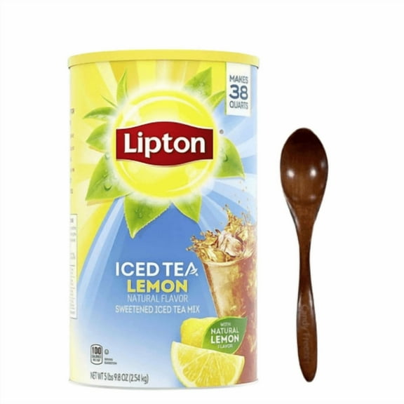 Iced Tea Powdered Drink Mix 89.8 oz Canister (Lemon) Candy Freezer Wooden Spoon