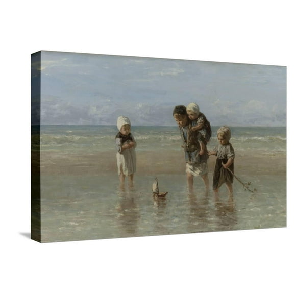 Art.com Children of the Sea Stretched Canvas Print Wall Art by Jozef Israels, 24" x 16"