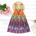 thumbnail image 2 of Gunia Little Girls Summer Dress Sleeveless Vestidos Kids Infant Floral Clothes Baby Bohemian Straps Skirt Sundress For Holiday Beach Orange Dress For Toddler Girls 18M-8Y, 2 of 2