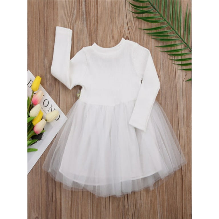 Gureui Toddler Kids Baby Girls Ribbed Knit Sweater Tutu Skirt