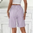 thumbnail image 6 of Kinrui Striped Bermuda Shorts for Women Casual Elastic Waist Summer Beach Long Shorts with Pocket,Size S-2XL, 6 of 7