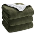 thumbnail image 1 of Manta Bedsure Sherpa de forro polar king size, color verde oliva, 1 of 7