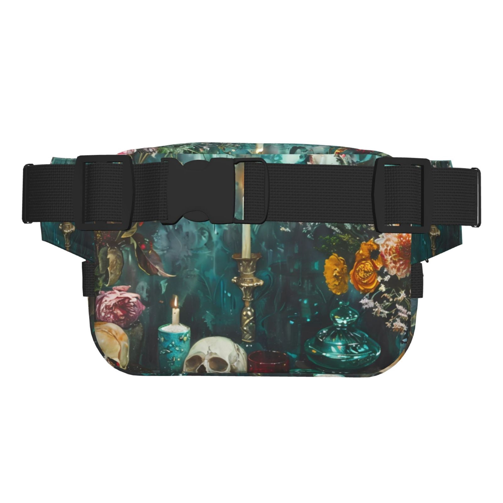 Picia Baroque Floral Still Life Print Square Double-Layer Waist Bag Mini Adjustable Waist Belt Bag Exercise Running Travel Hiking
