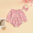 thumbnail image 2 of Gerichy Baby Clothes for Girls Newborn Ribbed Romper Crewneck Bubble Bodysuit 3 6 9 12 18 Months Infant Girl Fall Outfits, 2 of 7