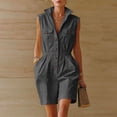 thumbnail image 4 of Yteetum Jumpsuits for Women Summer Turndown Collared Button Down Rompers Women Casual Solid Stand Collared Loose Lightweight Comfy Overalls, 4 of 9