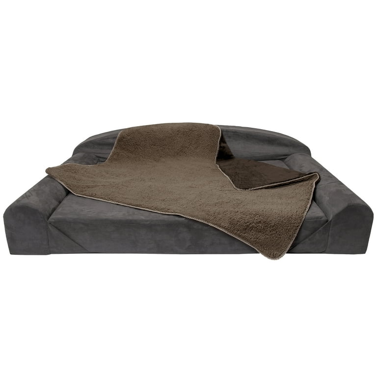 FurHaven Snuggly & Warm Faux Lambswool & Terry Waterproof Pet Throw Blanket - Large - Espresso