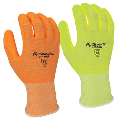 

NS KutShieldz™ Hi-Vis Polyurethane Palm Coated Hi-Vis Level A3 Cut Resistant Gloves Hi-Vis Lime Small (9 Pairs)
