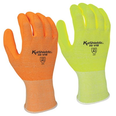 

NS KutShieldz™ Hi-Vis Polyurethane Palm Coated Hi-Vis Level A3 Cut Resistant Gloves Hi-Vis Lime Small (12 Pairs)