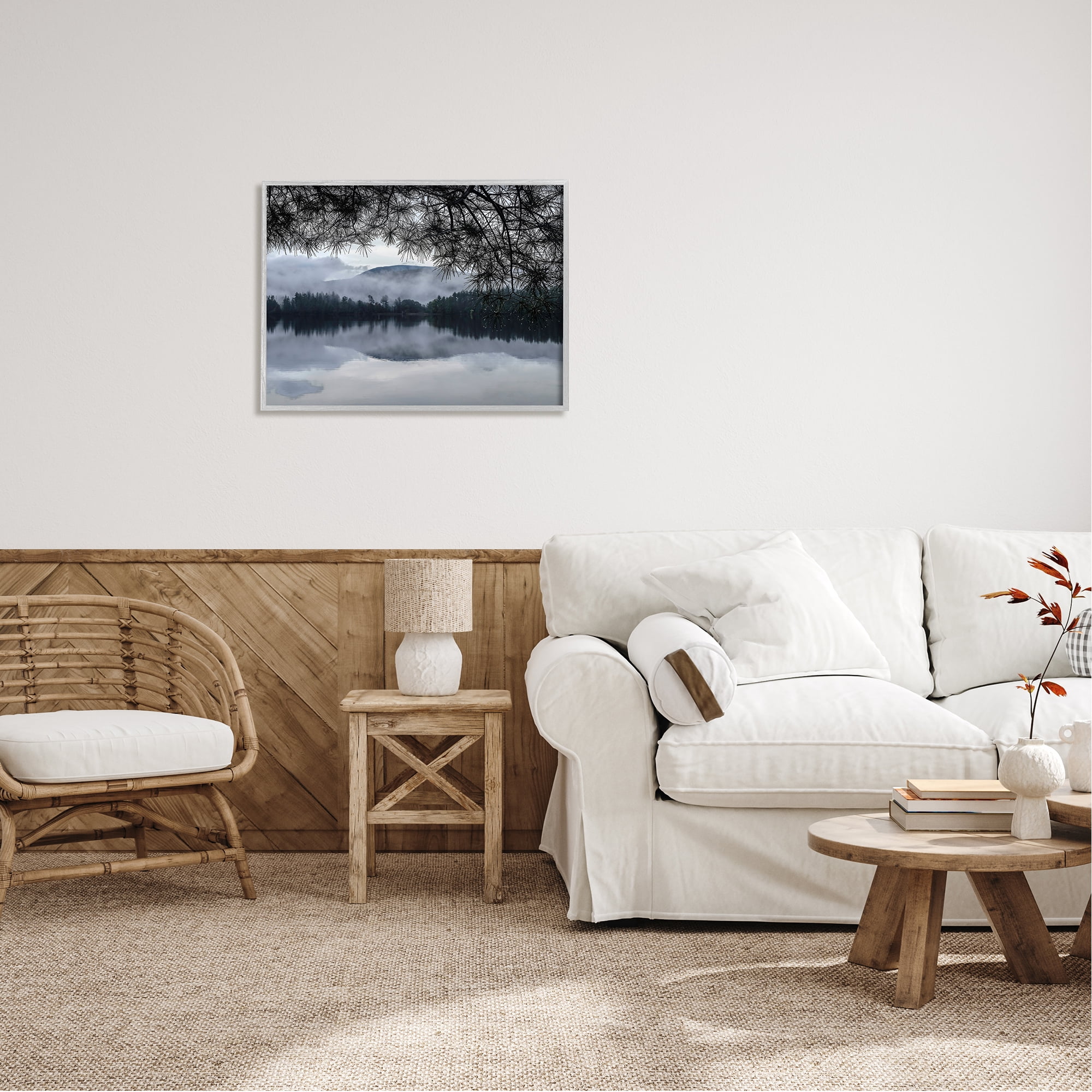 Stupell Industries Trees Surrounding Hazy Mountainous Landscape Lake , 30 x 24, Design by Kelly Sinclair