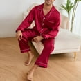thumbnail image 4 of Timegard Pajamas Sets for Men Satin Button down Shirts Pants Lounge Outfits Loose Comfy Pjs Sleepwear, 4 of 4