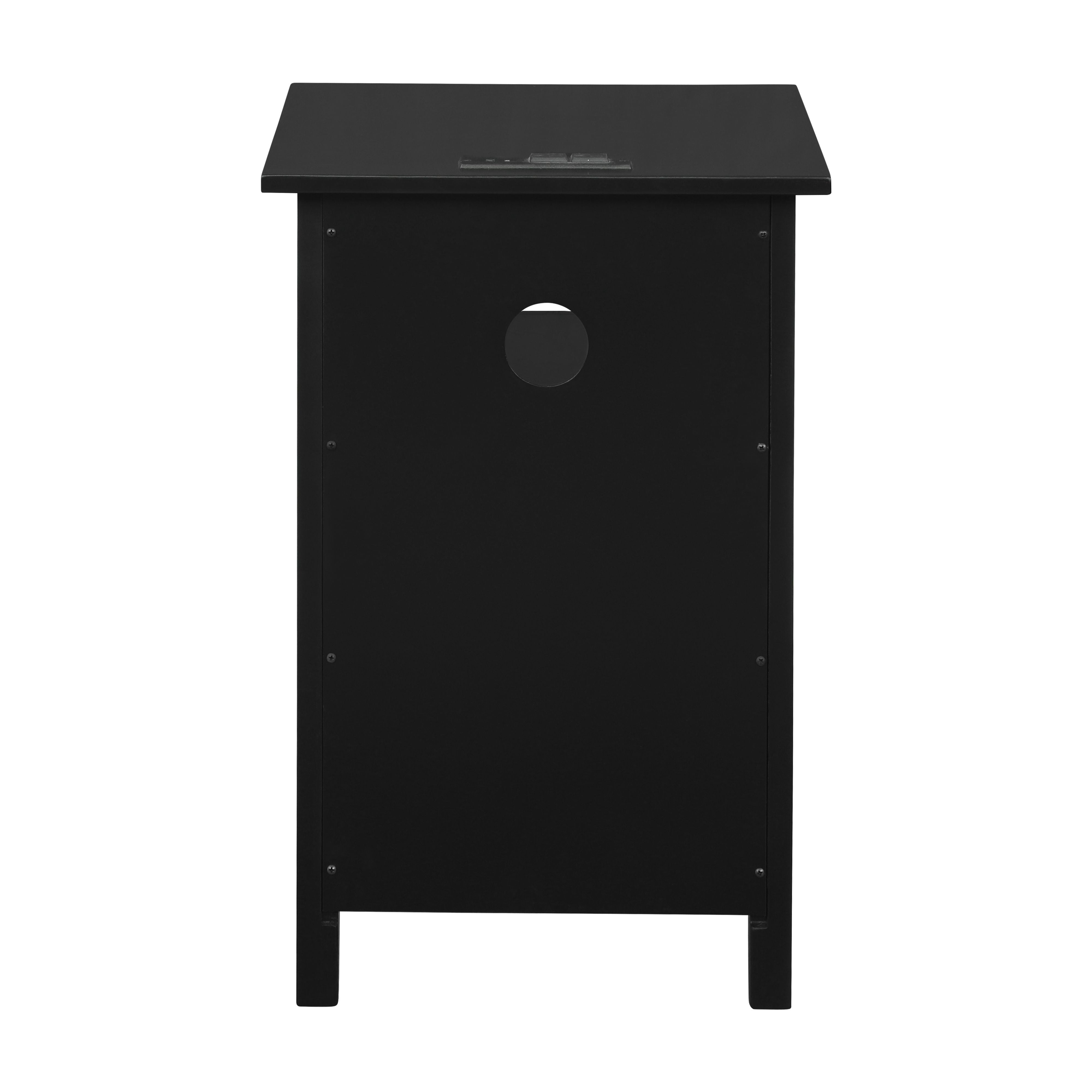 Powell Bryson Indoor Side Accent Table with Storage and Built-In USB Port, Black