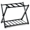 thumbnail image 1 of Costway Folding Luggage Rack w/ Shelf Travel Suitcase Shoe Storage Holder Wood Stand, 1 of 9