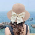 thumbnail image 5 of Sombrero de ala grande para mujer, de 56 a 58 cm de circunferencia, para verano, playa, sol, paja con lazo, 5 of 5