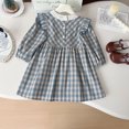 thumbnail image 3 of Korean Children's Dress 2-7 Y Spring Girls Plaid Lace Collar Princess Dress Cute Flying Sleeve Kid's Clothes, 3 of 6