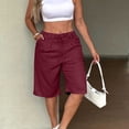 thumbnail image 6 of BUIGTTKLOP Women Cotton Linen Shorts Cotton Knee Length High Waisted Casual Shorts Summer Beach Shorts with Pockets, 6 of 6