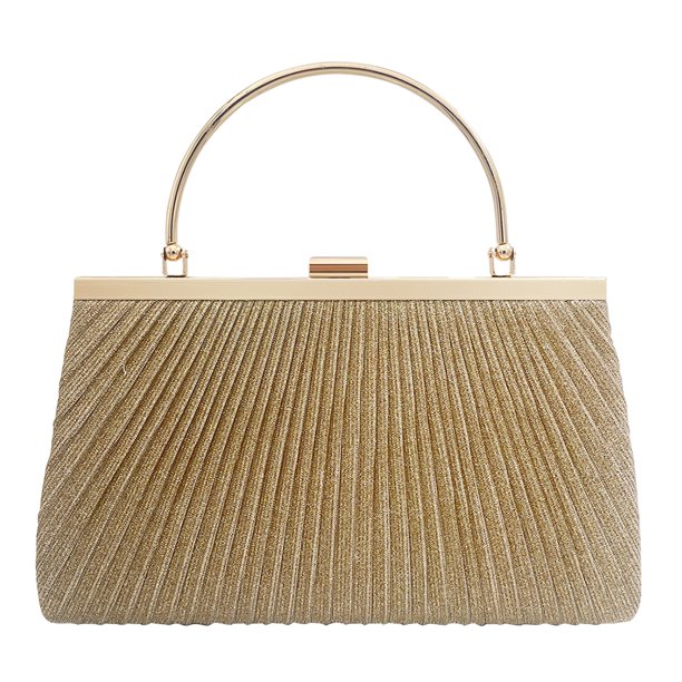 Bolso de mano de noche para mujer, bolso de banquete elegante con cadena plisada para mujer (champán) Ehuebsd Para Estrenar