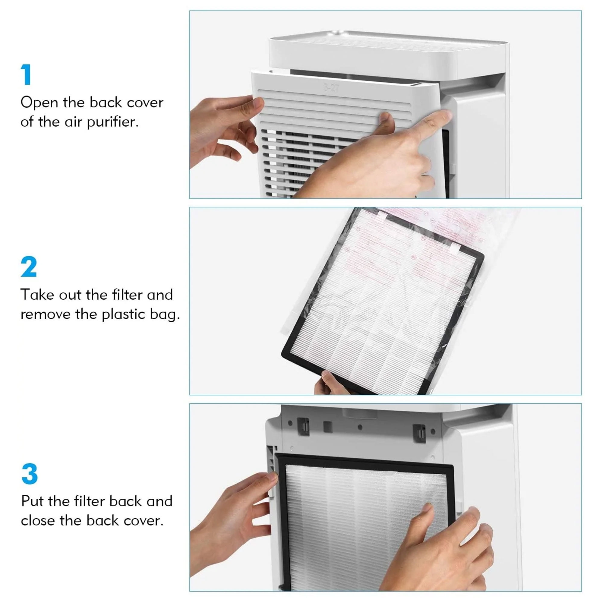 Mooka KJ203F-142 Home Air Purifier for Large Rooms w/ True HEPA Air Filter