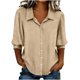 thumbnail image 2 of Neewe Womens Button Down Shirts Plain Lapel 3/4 Sleeve Tops Elegant Dressy Blouses Business Casual Outfits, 2 of 5
