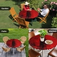 thumbnail image 4 of Red Round Tablecloth for 45-54 Inch Tables,Fitted Table Cover with Elastic Edge,Retro Oil Painting Modern Abstract Art Aesthetics Waterproof Outdoor Table Cloth Protector for Patio Garden Dinner, 4 of 9