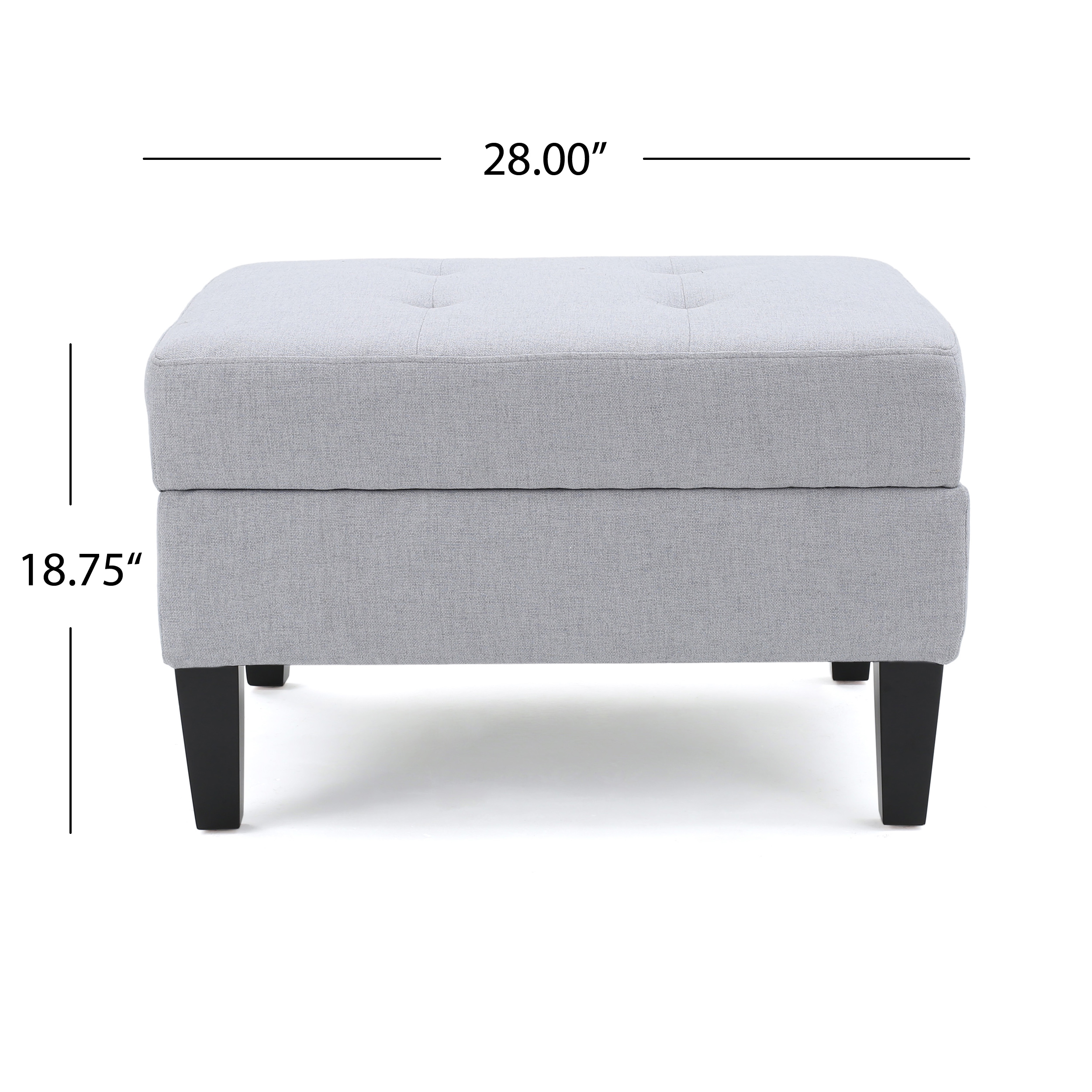 Noble House Sofija Fabric Storage Ottoman, Light Grey