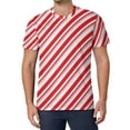 thumbnail image 2 of T Shirt For Men Red And White Striped Straight Lines Basic T-Shirts O Neck Fashion Tshirt Summer Men, 2 of 7