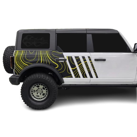 AnyStickerYouWant - Topographic Two Color Side Stripe Kit Decal Sticker Compatible with and Fits Ford Bronco (2 Door) Topo Pattern