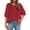 Red, variant on Women's Embroidered Casual Top, 3/4 Sleeve Pleated Cotton Linen Shirt, Soft Loose Fit Solid Color T-Shirt for Work, Dating, Vacation and Everyday Summer Outfits Beige L